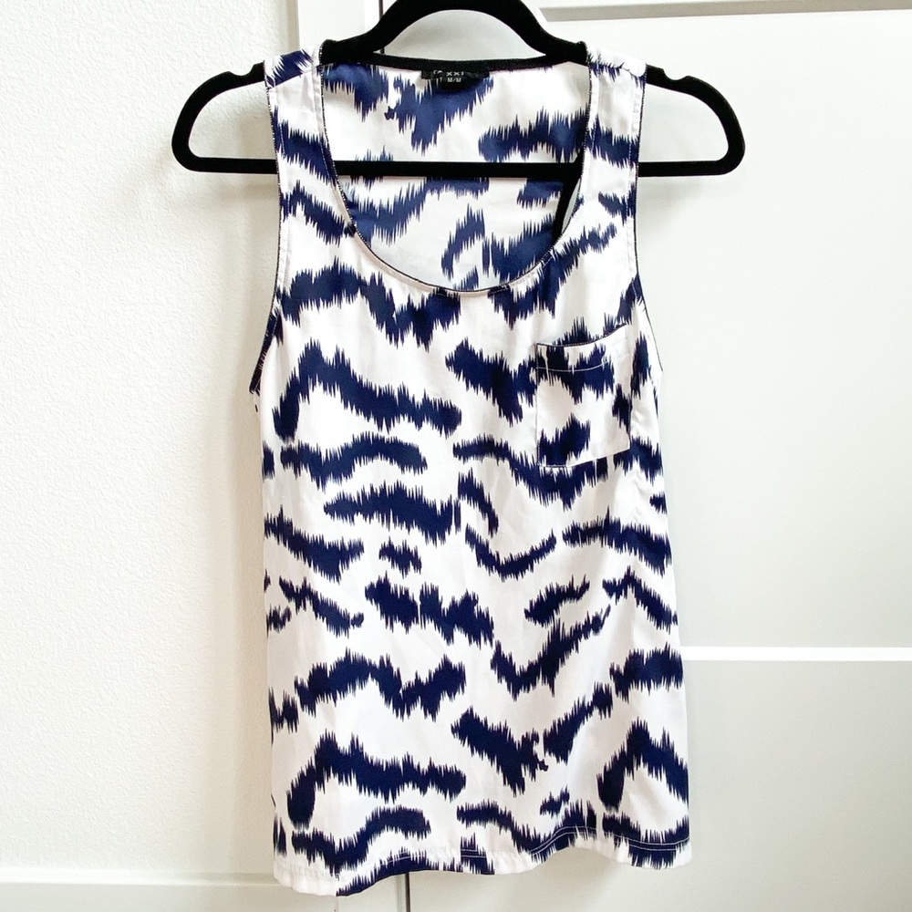 White and Blue Satin Top